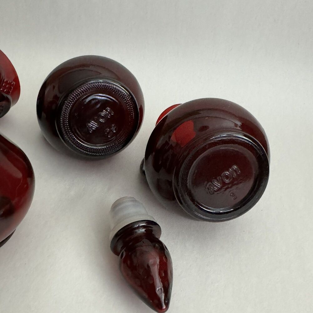 LOT Avon Cruets‎ Ruby Red Glass Shot Goblet Decanter Stopper - Picture 8 of 11
